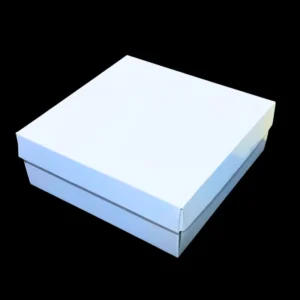 White corrugated gift box 10x10x.3.5 inch lid and base