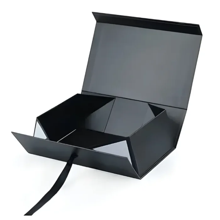 Black Folding box half open Black Folding Gift Box - 13x10x4.5 Inch - Image 1
