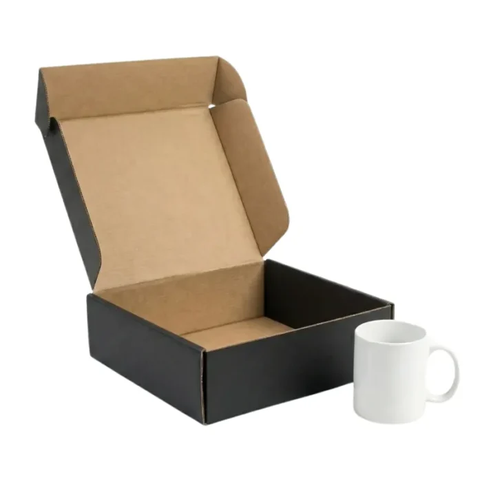 Black color corrugated Box - 10.5 X 10.5 X 4.5 inch Black Corrugated Square Mailer box -10.5x10.5x4.5 Inch - Image 1