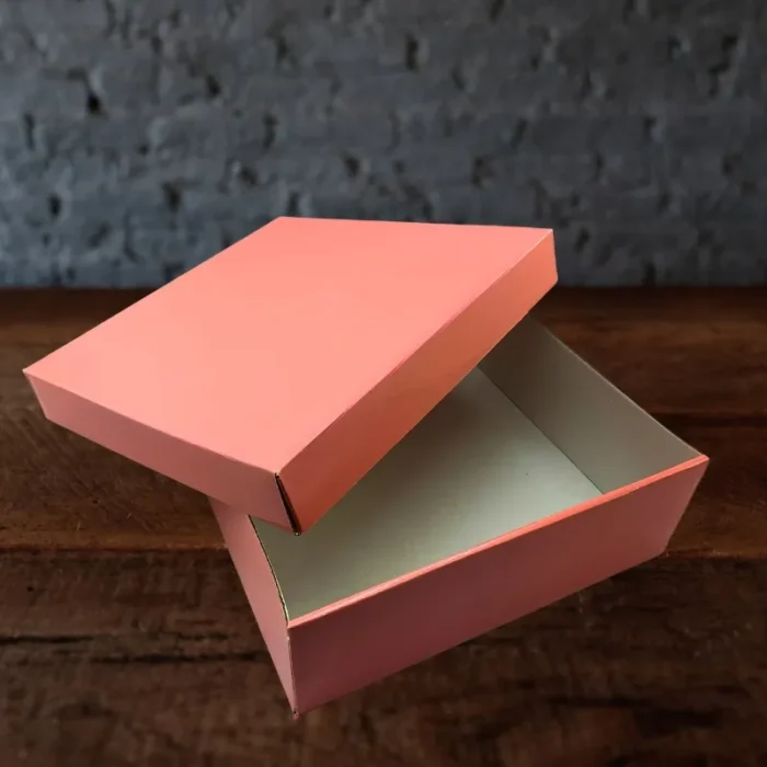 Pink corrugated gift box - 10x10x3.5 Inch - Image 2