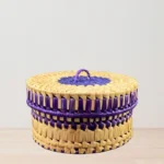 Premium Palmyra Basket with Lid - Royal Purple 8"dia. x5" - Image 2