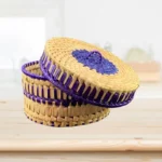 Premium Palmyra Basket with Lid - Royal Purple 8"dia. x5"