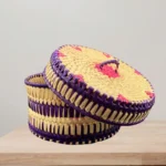 Premium Palmyra Basket with Lid - Purple & Pink 8" dia. x 5"