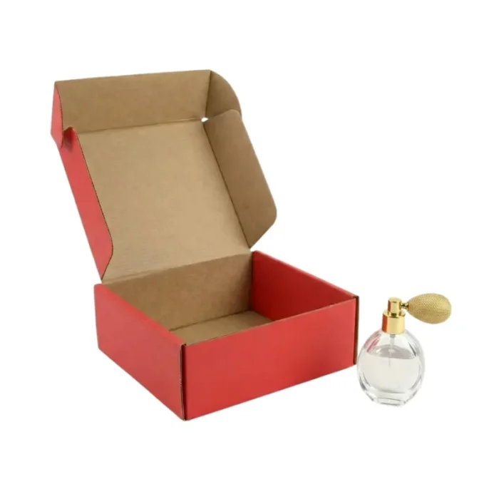 Red color corrugated Box - 8.5 X 8.5 X 4.5 inch Premium Red Square Corrugated Courier Box - 8.5x8.5x4.5 Inch - Image 1