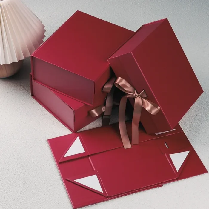 Red folding box Dark Red Folding Gift Box - 11x8x3.6 Inch - Image 1