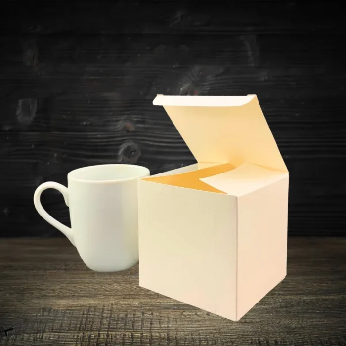 White mug box White Colour Mug Box – Perfect for Gifting & Storage 4x4x4 inch - Image 1