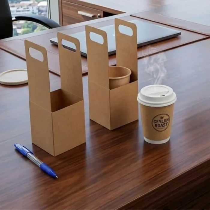 Craft Board Single Cup Holder Carrier - Hot Drink Takeaway Holder 4x4x10 inch - Image 3