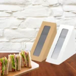 Box Board Sandwich Box with Window – Triangular 8x5.5x2 inch - Image 3