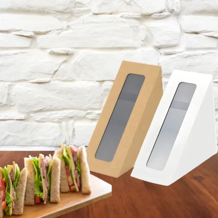 Box Board Sandwich Box with Window – Triangular 8x5.5x2 inch - Image 3