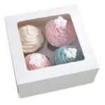 White Boxboard 4 Cupcakes Box