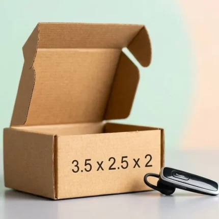 An open kraft brown 3 ply small corrugated box with dimensions 3.5 by 2.5 by 2 inches