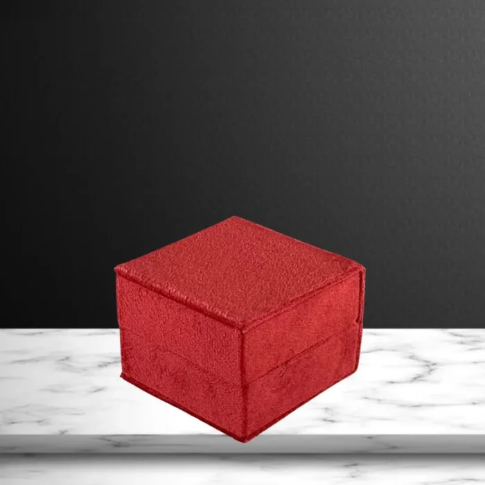 Elegant Red Velvet Ring Box – Engagement & Wedding Ring Presentation Case - Image 3
