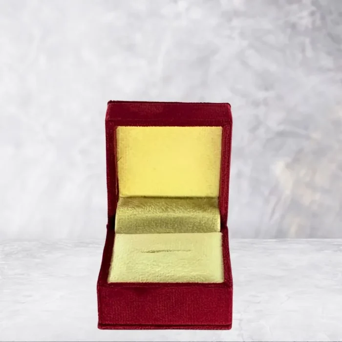 Elegant Red Velvet Ring Box – Engagement & Wedding Ring Presentation Case - Image 4
