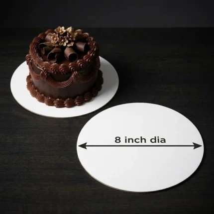 8-inch round white laminated cake board with 3mm thickness