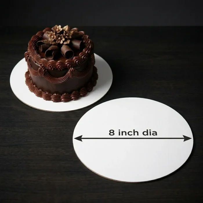 8-inch round white laminated cake board with 3mm thickness