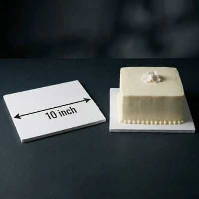 10 inch square white laminated cake board with 3mm thickness