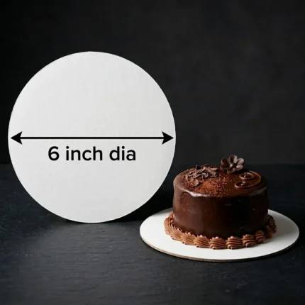 6-inch round white laminated cake board