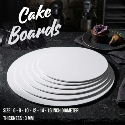 Round white laminated cake board