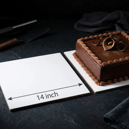 14 inch square white laminated cake board with 3mm thickness