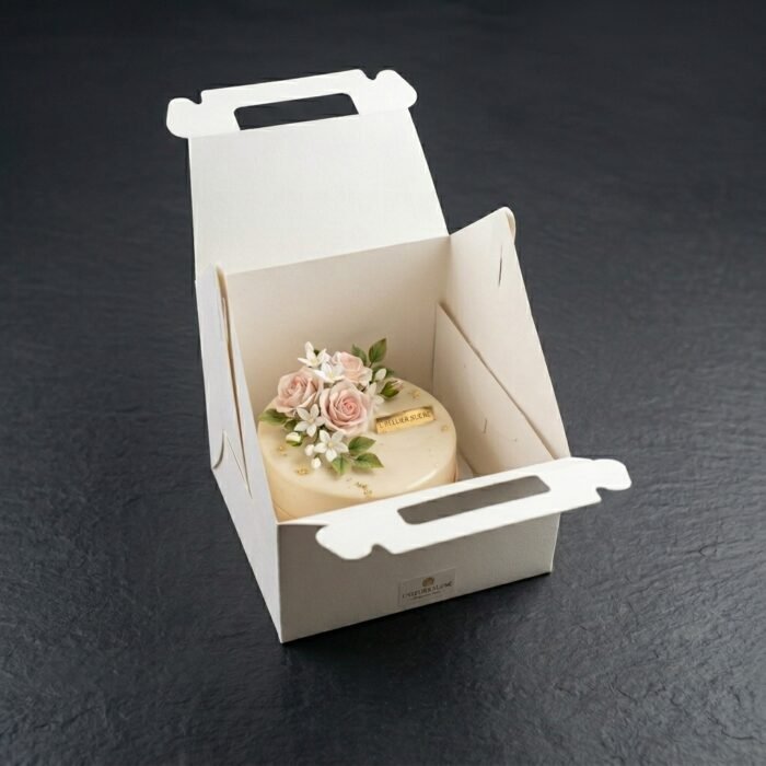 tall 10x10x12 inch white cake box with handle