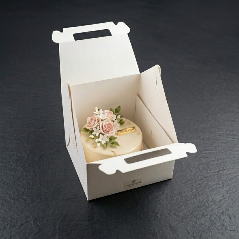 tall 10x10x12 inch white cake box with handle