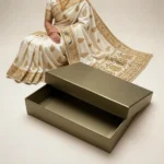 shiny khaki gold saree box made of 250gsm color board