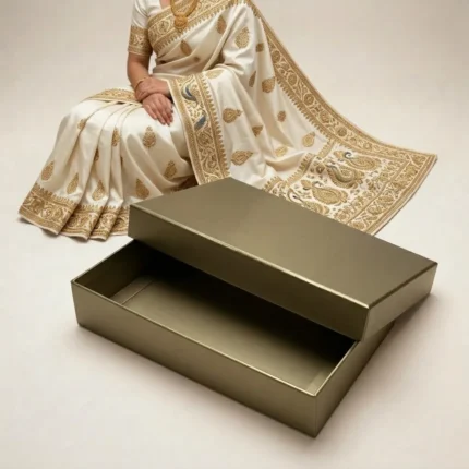 shiny khaki gold saree box made of 250gsm color board