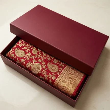 wine red saree box made of 300gsm color board