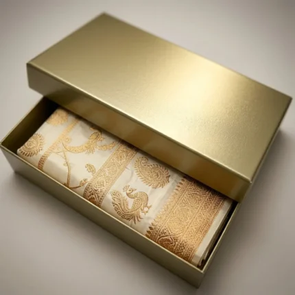 shiny khaki gold saree box made of 250gsm color board