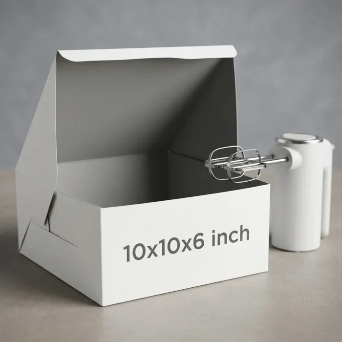 White Cardboard Cake Box (10x10x6 Inches) – Economical Pack (10 Nos) - Image 2