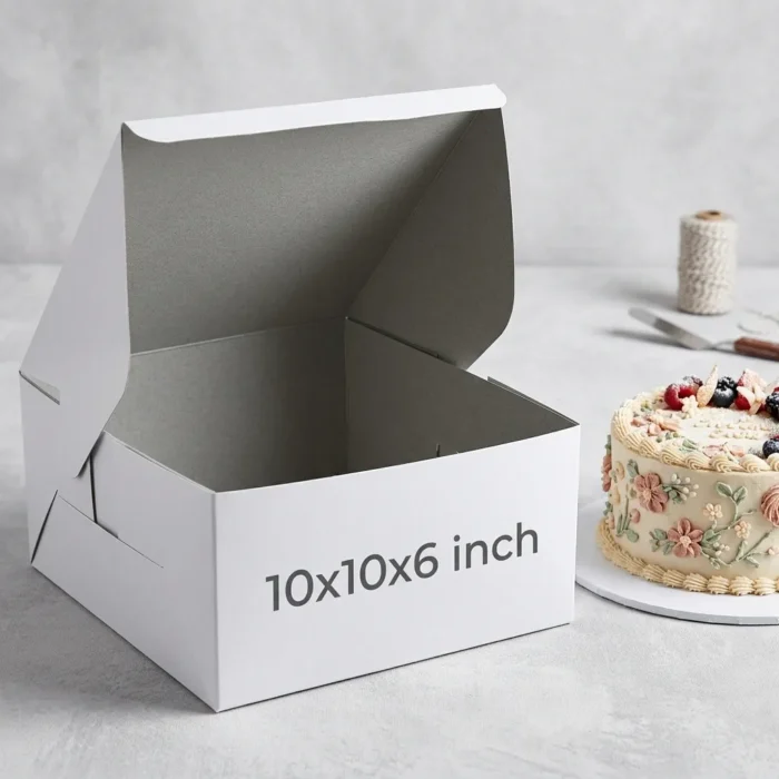 350gsm white cardboard cake box in 10x10x6 inch