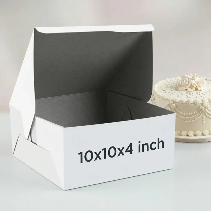 50gsm white cardboard cake box in 10x10x4 inch