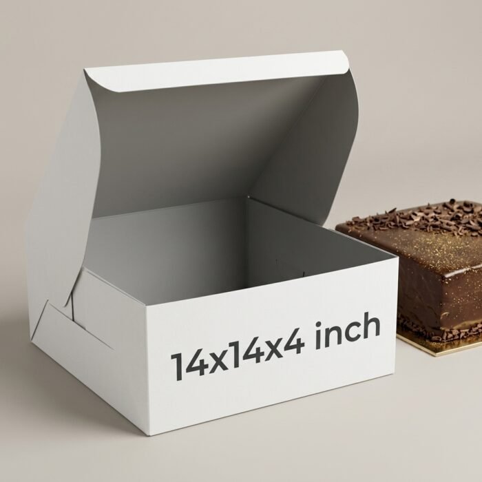 350gsm white cardboard cake box in 14x14x4 inches 350gsm white cardboard cake box in 14x14x4 inches