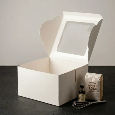 packaging 10x10x8 inch extra tall white cake box with transparent window