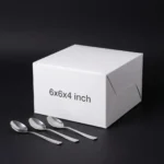 6x6x4 inch premium white ivory board cake box