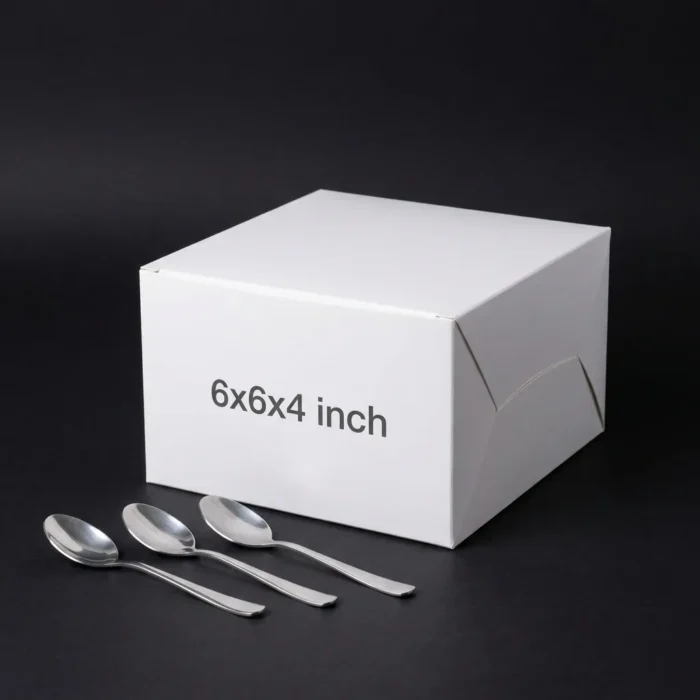 6x6x4 inch premium white ivory board cake box