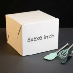 Deep 8x8x6 inch white cake box made of thick 350gsm ivory board