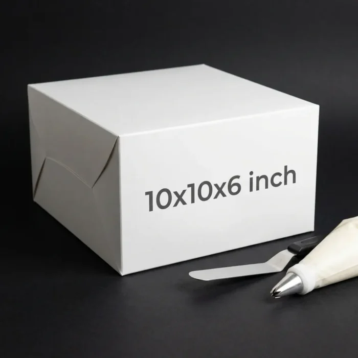 10x10x6 inch white cake box crafted from premium 350gsm ivory board