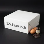 12x12x4 inch white cake box made of thick 350gsm ivory board