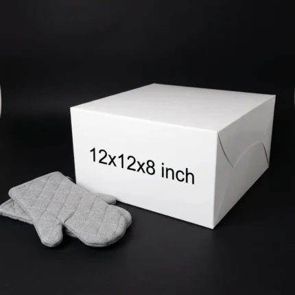 12x12x8 inch white cake box made of rigid 350gsm ivory board