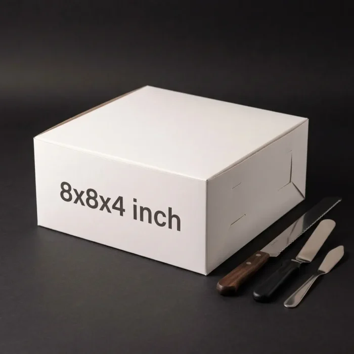 8x8x4 inch white cake box made of heavy duty 350gsm ivory board Modern 8x8x4 inch white cake box made of heavy duty 350gsm ivory board