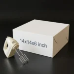 14x14x6 inch white cake box made of thick 350gsm ivory board