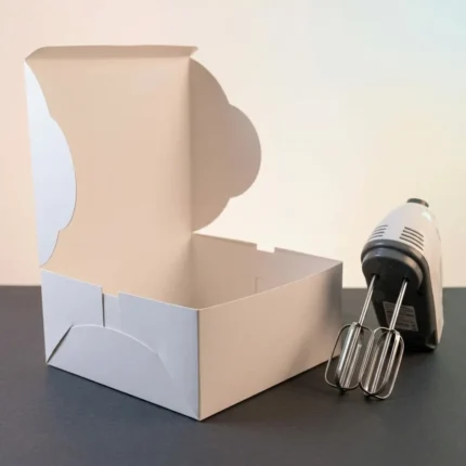 14x14x6 inch white cake box made of thick 350gsm ivory board
