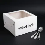 white cake box with transparent window 6x6x4 inch made of 350gsm ivory board