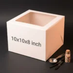 10x10x8 inch extra tall white cake box with transparent window