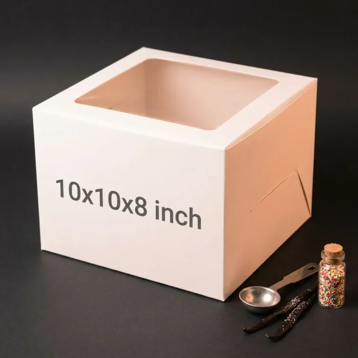 10x10x8 inch extra tall white cake box with transparent window