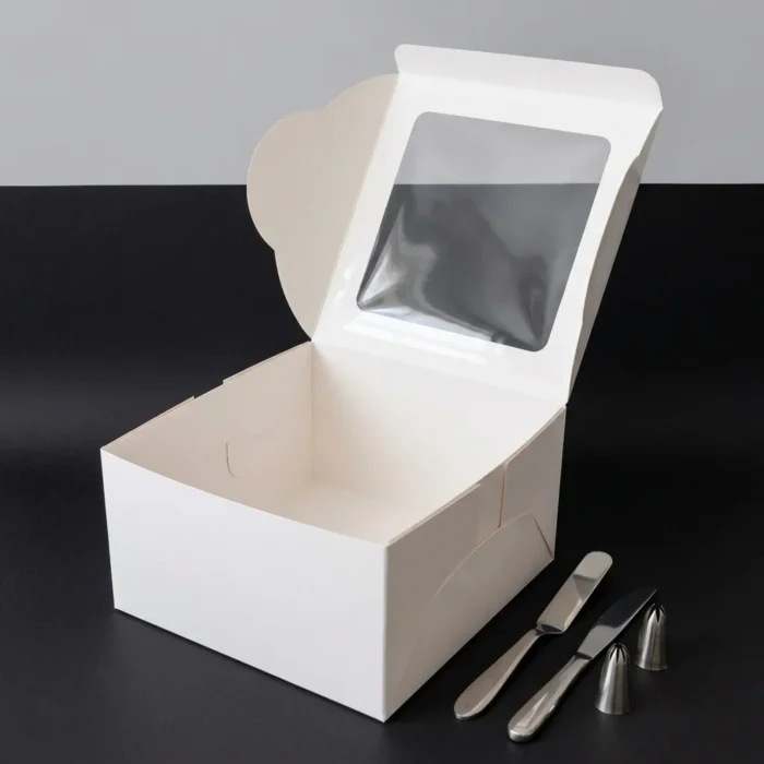 10x10x6 inch multi-use white cake box with transparent window