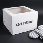 12x12x8 inch jumbo extra tall white cake box with transparent window