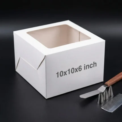 10x10x6 inch multi-use white cake box with transparent window