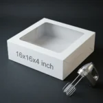 16x16x4 inch colossal low profile white cake box with transparent window